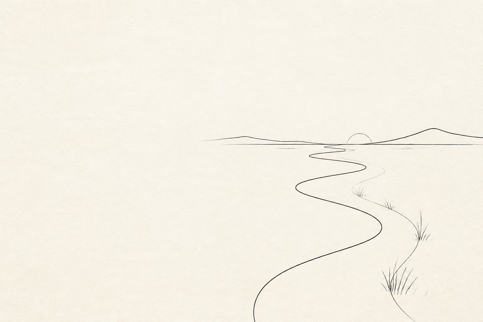 Minimal ink path across warm paper